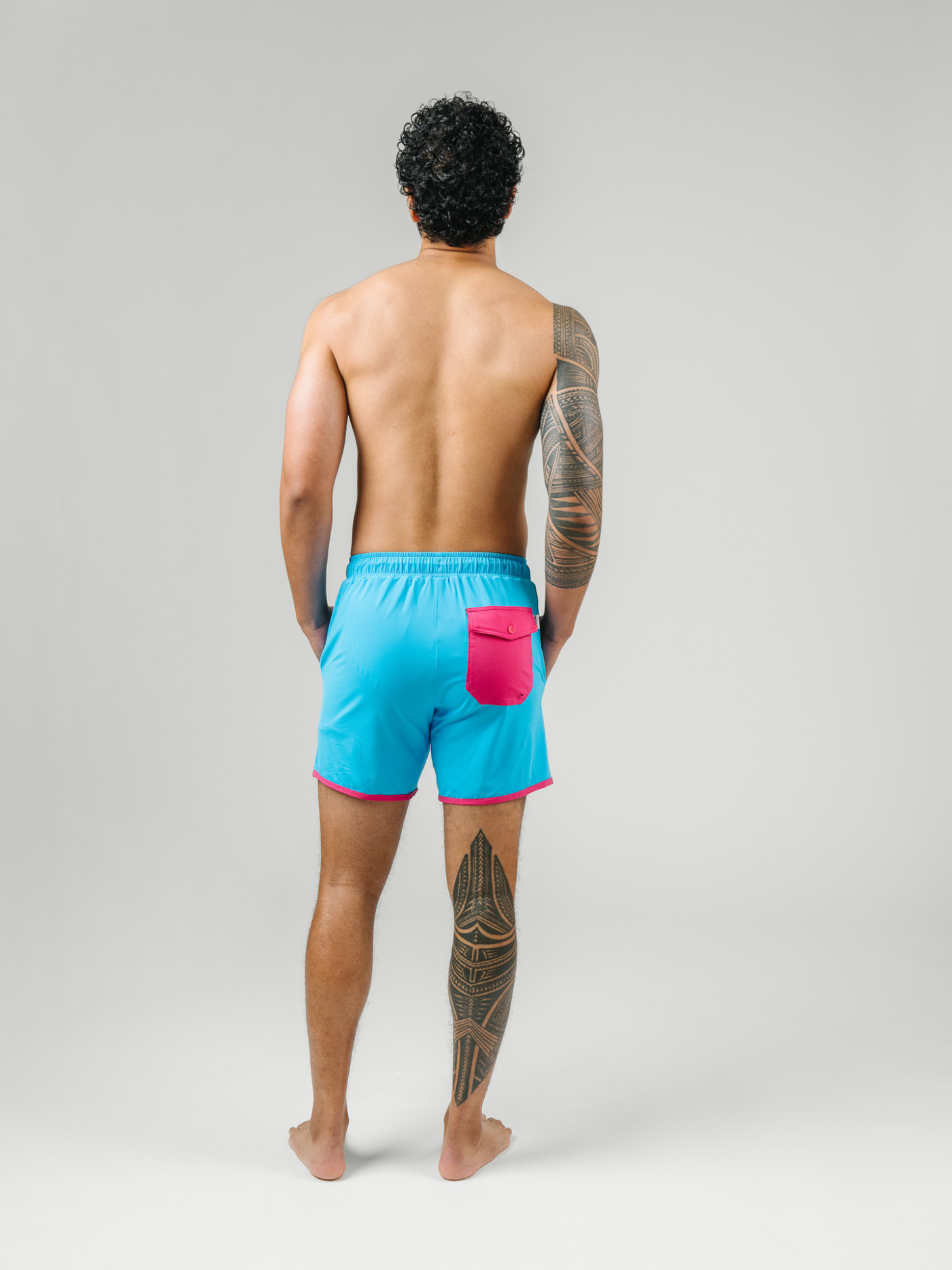 Navalora Men's Miami Vibes Blue and Pink Swim Shorts