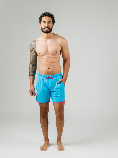 Navalora Men's Miami Vibes Blue and Pink Swim Shorts