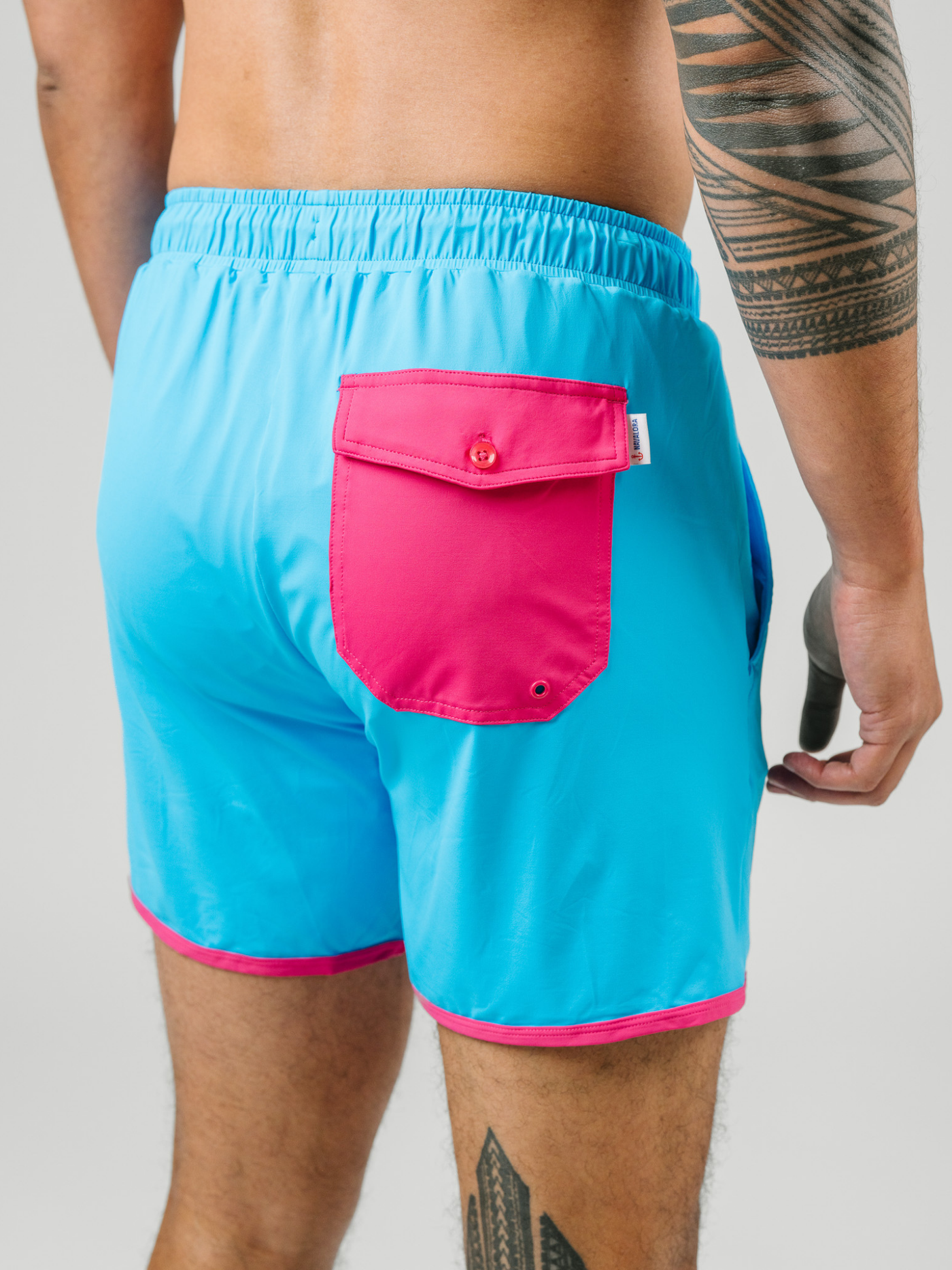 Navalora Men's Miami Vibes Blue and Pink Swim Shorts