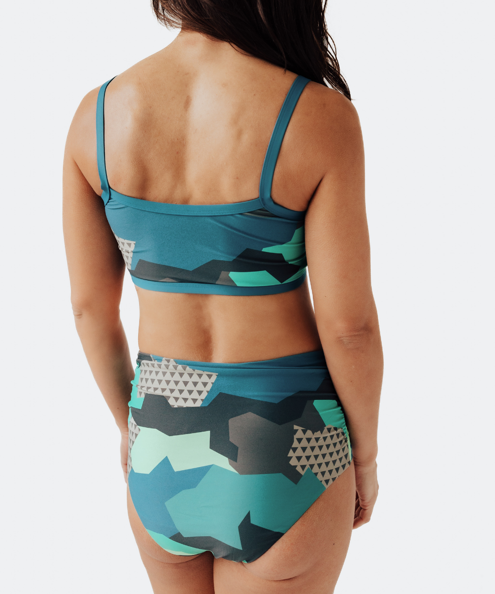 Women's Colorful Camo High Rise Bikini Bottom