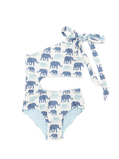 Girl's Elephants On Parade One Piece Swimsuit