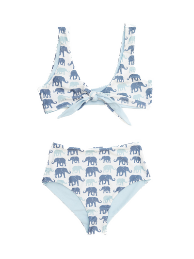 Women's Elephants on Parade Tie Bikini Top