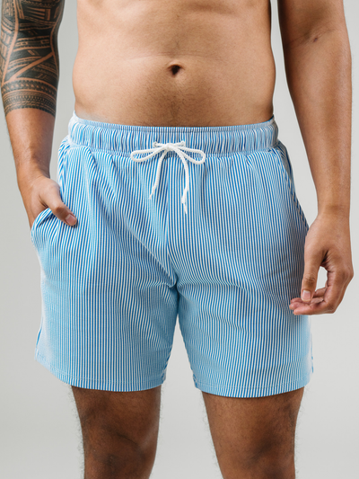 Navalora Men's Cabana Stripes Seersucker Swim Shorts