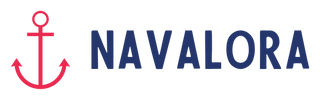 Navalora Logo in Navy Blue with a Red Anchor