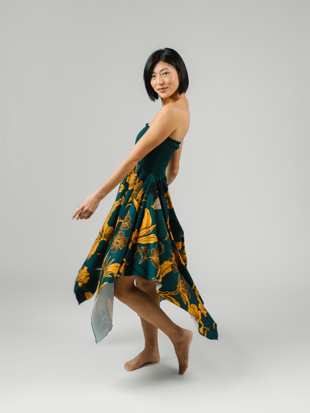 Navalora Women's Emerald Enchantment Resort Dress – women's swimwear, Model Studio Side View