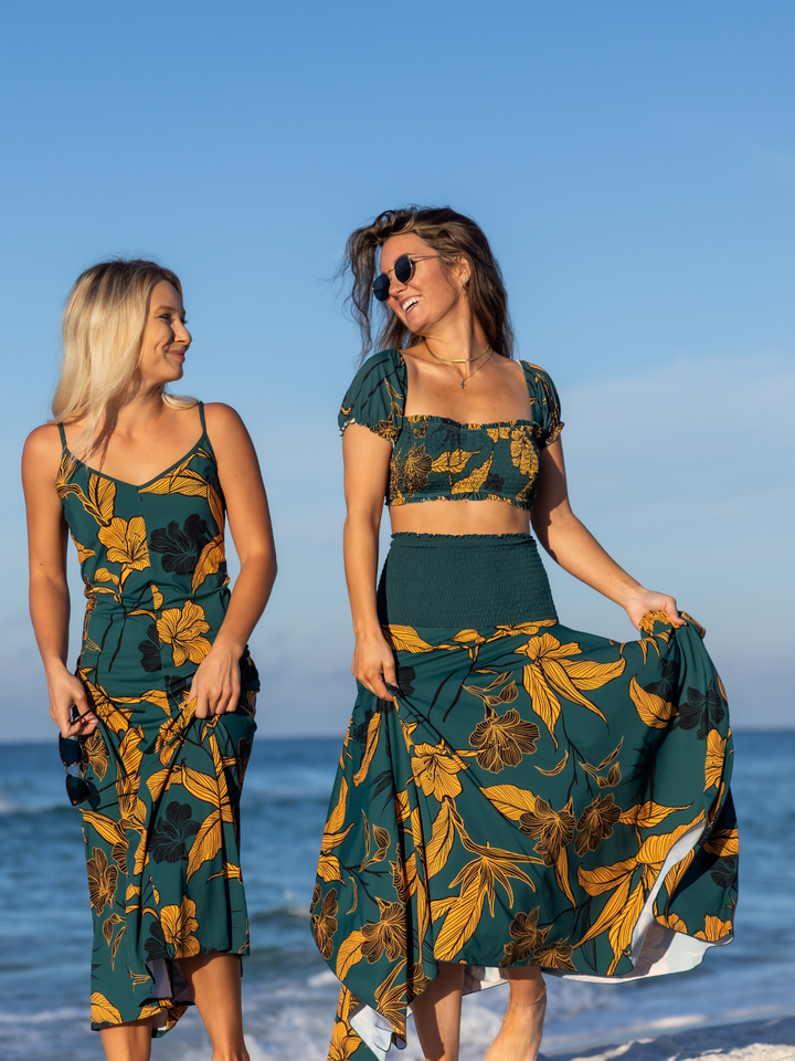 Navalora Women's Emerald Enchantment Resort Dress – women's swimwear, Can be worn as a Skirt, with Matching Resort Dress on the Beach