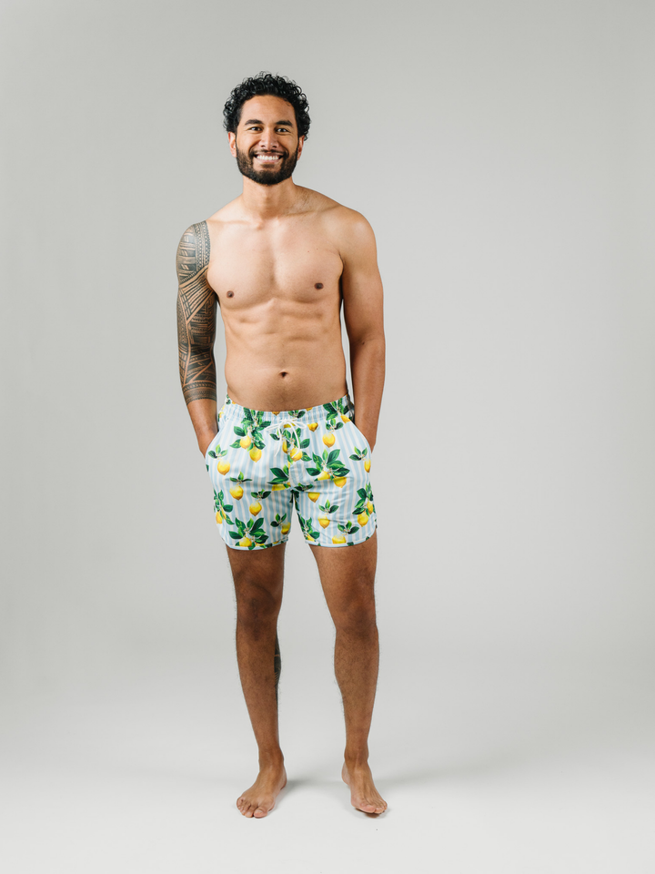 Navalora Swim Men's Amalfi Coast Inspired Lemon Swim Shorts, Alternate Studio View 2