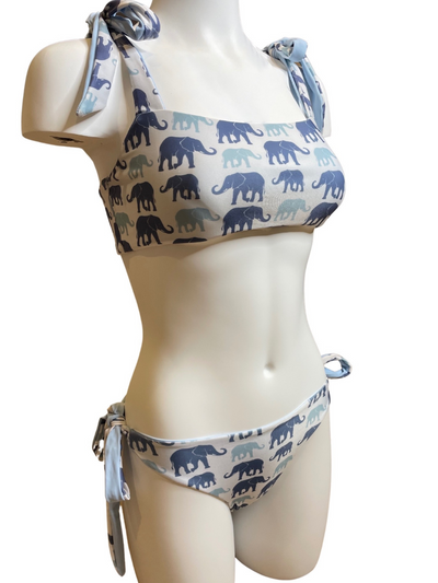 Navalora Matching Swimsuits Women's Elephants on Parade Cheeky Tie Bikini Bottom