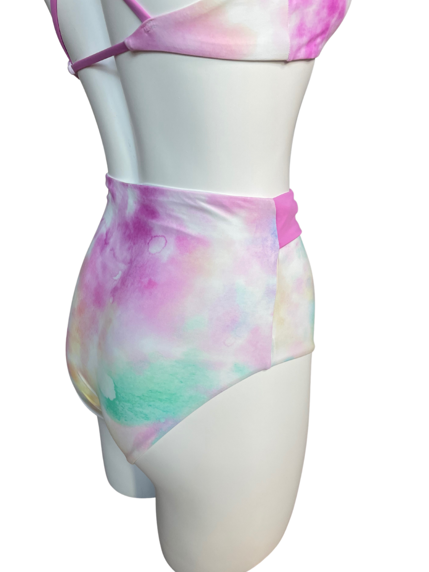 Navalora Matching Swimsuits Women's Cotton Candy Tie Dye High Rise Bikini Bottom with Bow