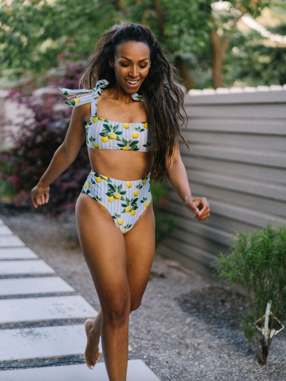 Navalora Swim Women's Amalfi Coast Inspired Lemon High Rise Bikini Bottom, Main Image